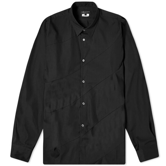 Comme des Garcons Other - Comme des Garcons Homme Plus Black Cotton-Poplin Diagonal-Panel Buttoned Shirt